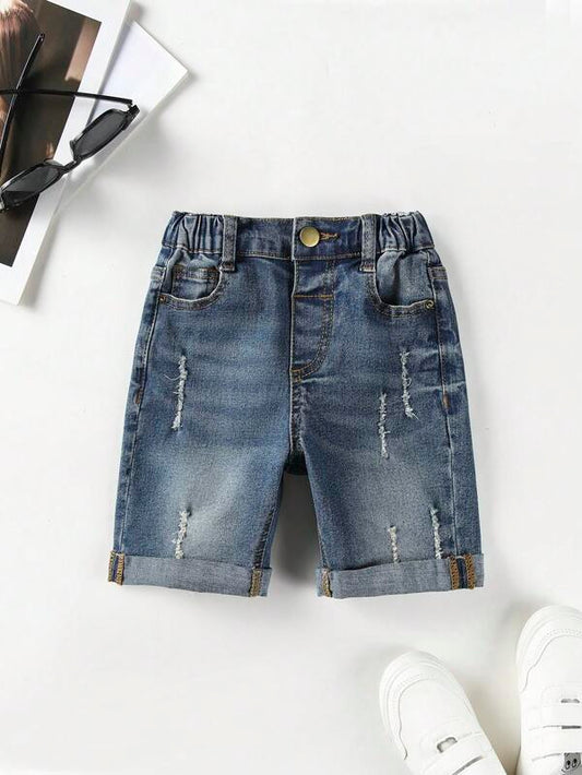 Toddler Boys Ripped Rolled Hem Denim Shorts