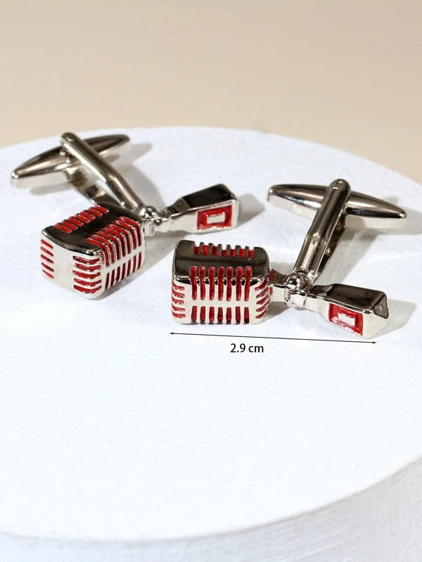 1Pair Men Microphone Decor Cufflinks For A Stylish Look Gift For Party