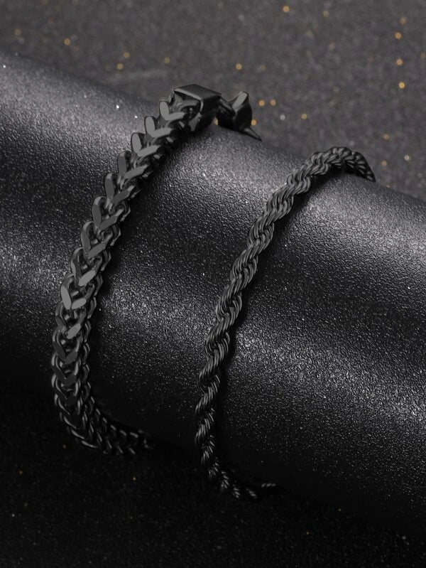 2pcs Men Minimalist Bracelet, Stainless Steel Jewelry