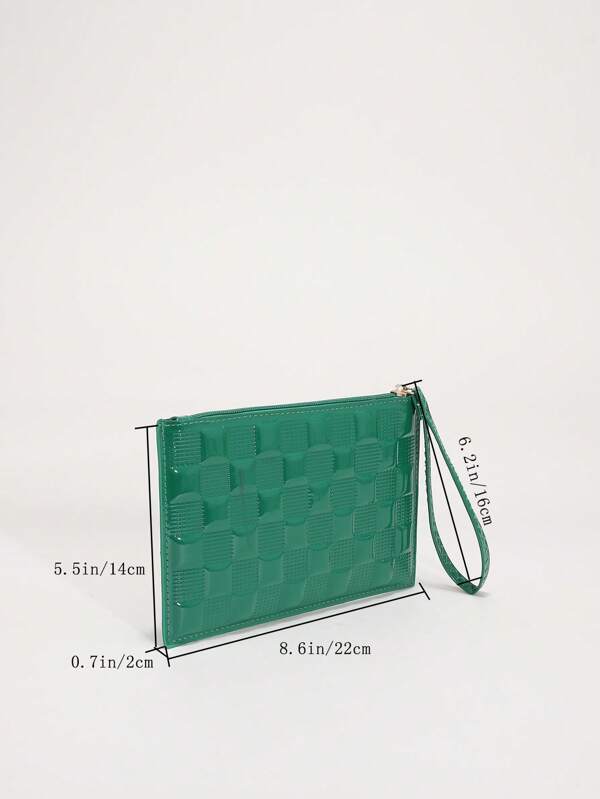 Green Fashionable Zipper Wristlet Clutch Bag