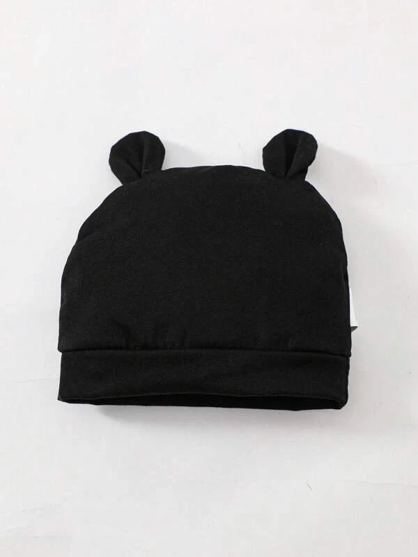 Newborn Baby Bear Print Bodysuit & 3D Ear Design Hat