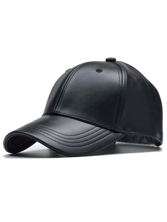 1pc Men Business Casual Solid PU Baseball Cap