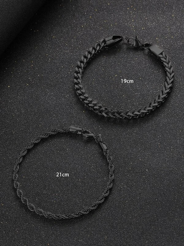 2pcs Men Minimalist Bracelet, Stainless Steel Jewelry