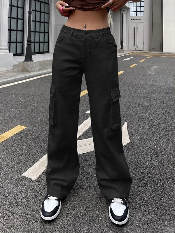 SHEIN ICON Gorpcore Flap Pocket Side Cargo Pants