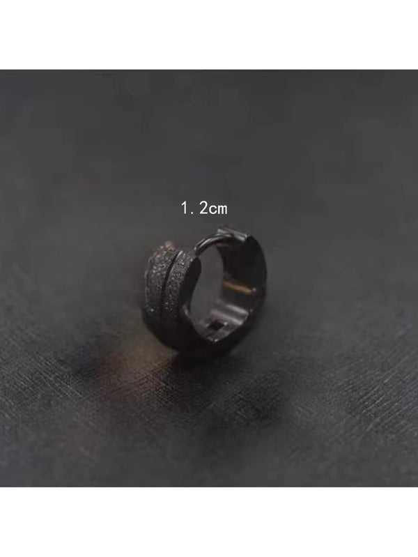 1pc Matte Flat Design Ear Clip For Men, Punk Style Black Stud Earring For Boys