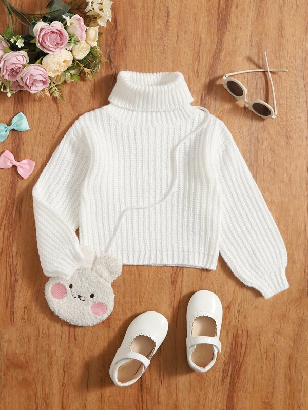 Toddler Girls Solid Turtleneck Sweater