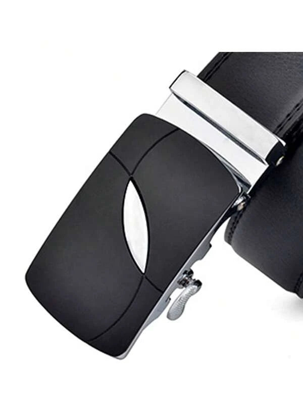 Fashionable Simple Style Silver Automatic Buckle Men's All-match PU Buckle Belt