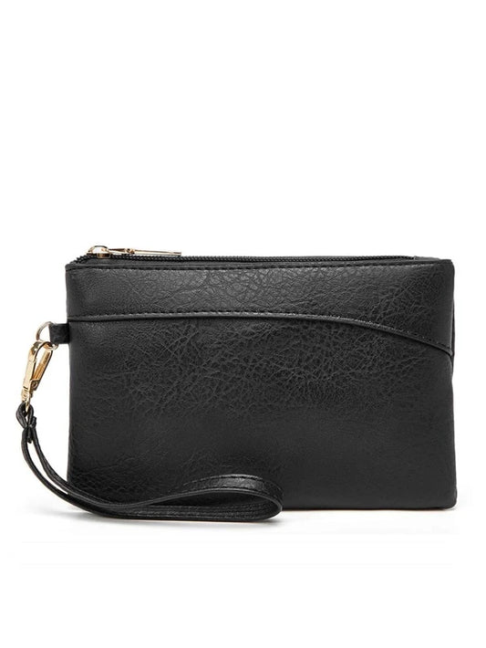 Zipper Phone Bag, Women's Retro Style Artificial Leather Wallet Clutch Bag With Wristlet