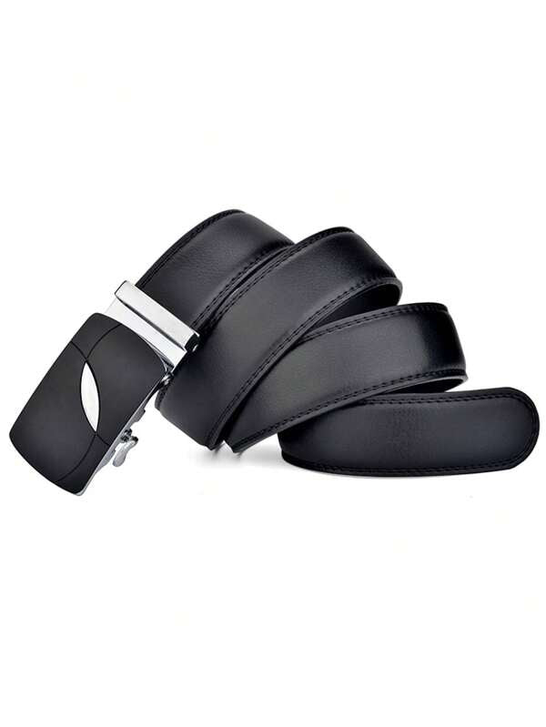 Fashionable Simple Style Silver Automatic Buckle Men's All-match PU Buckle Belt