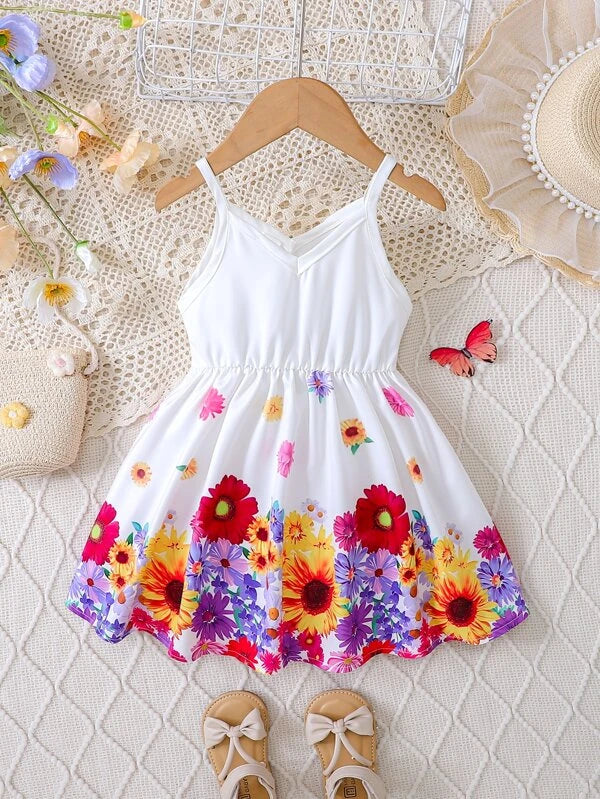 SHEIN Baby Floral Print Cami Dress