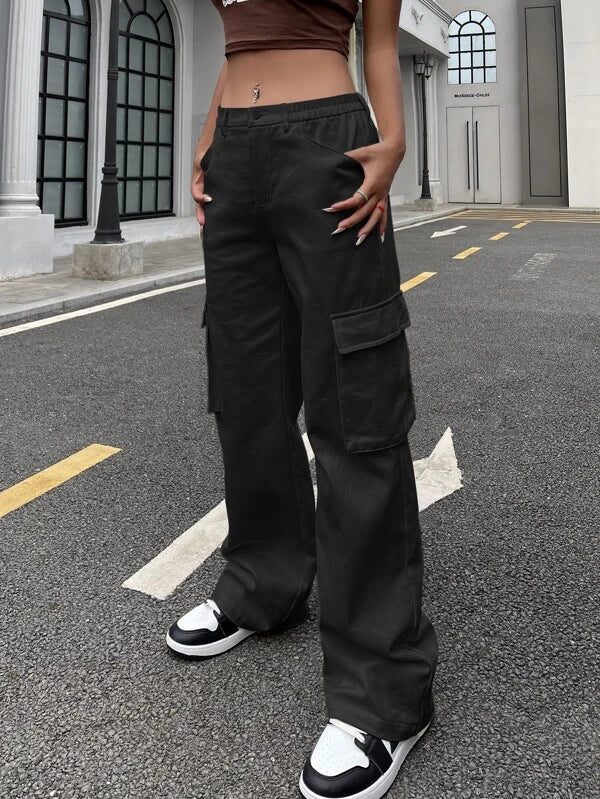 SHEIN ICON Gorpcore Flap Pocket Side Cargo Pants