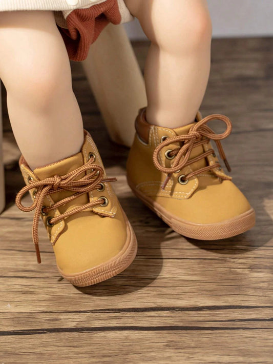 Baby Boys Lace Up Design Fashionable Combat Boots For Outdoor