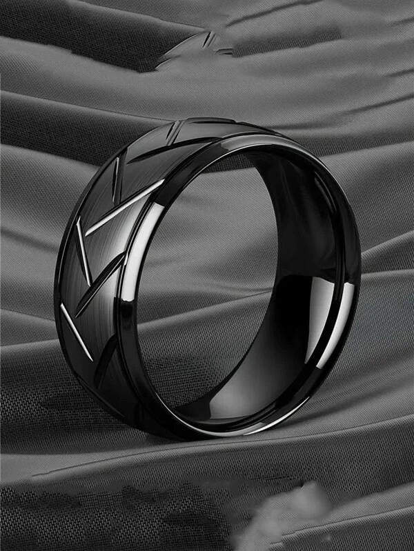 Fashionable and Popular 1pc Fashion Stainless Steel Textured Ring For Men For Daily Decoration for Jewelry Gift and for a Stylish Look