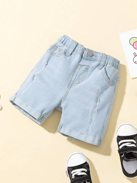 Toddler Boys Slant Pocket Roll Up Hem Denim Shorts