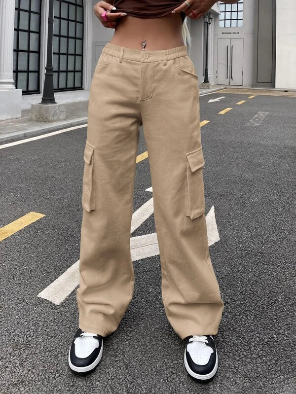 SHEIN ICON Gorpcore Flap Pocket Side Cargo Pants