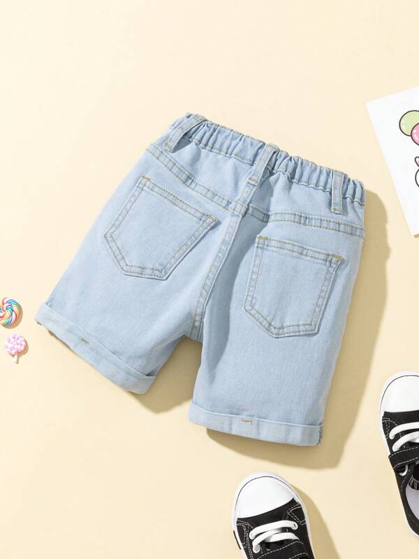 Toddler Boys Slant Pocket Roll Up Hem Denim Shorts