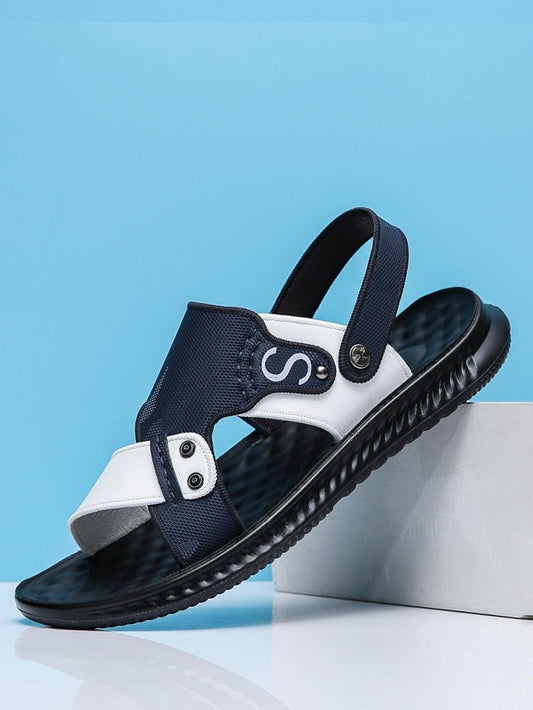 Fashionable Casual Sandals For Men, Letter Graphic Cut Out Design Sandals