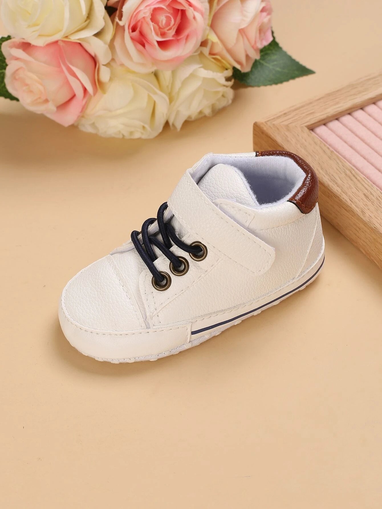 Baby Contrast Panel Hook-and-loop Fastener Boots