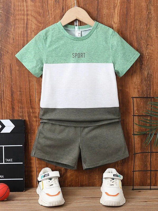 Toddler Boys Letter Graphic Colorblock Tee & Shorts