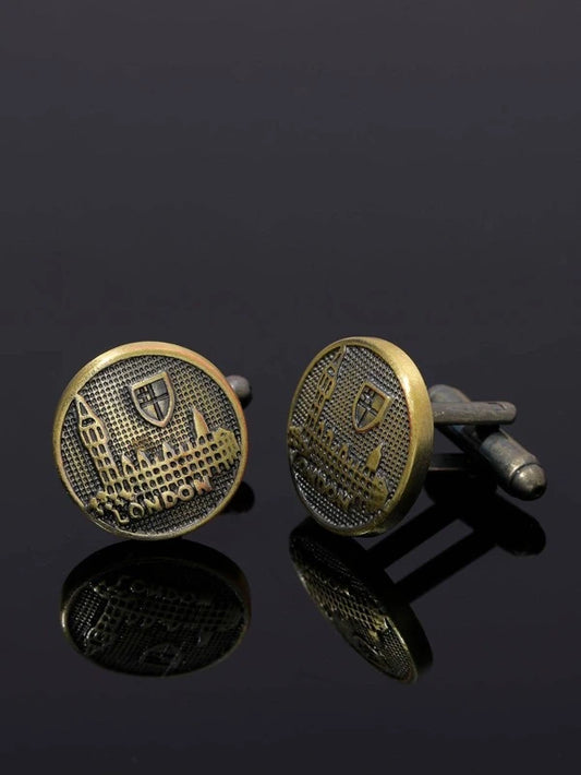 Men 1Pair Textured Round Cufflink For Daily Decoration For A Stylish Look