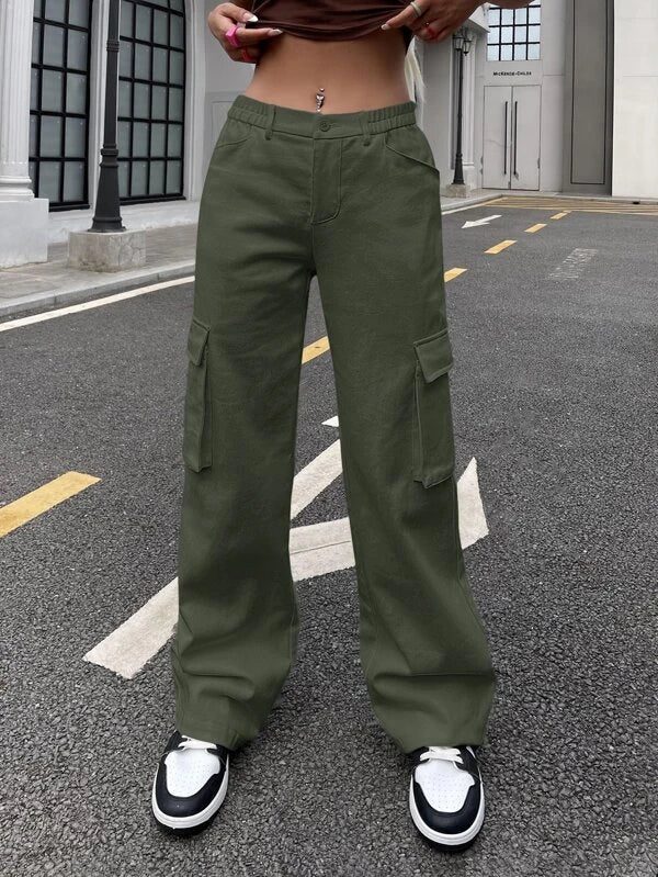 SHEIN ICON Gorpcore Flap Pocket Side Cargo Pants