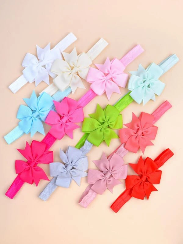 12pcs Baby Bow Decor Headband