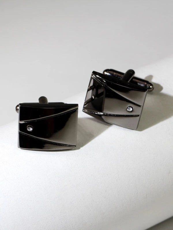 Men Rhinestone Decor Cufflinks