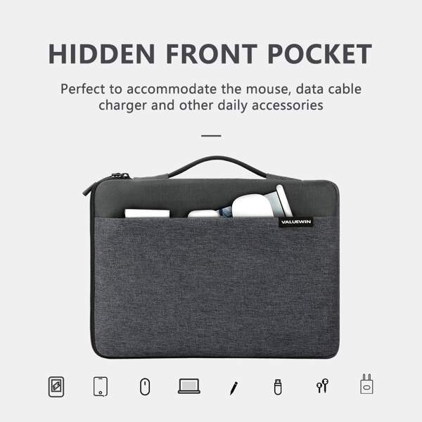 14.2in/16in Fashionable Large Capacity Multifunctional Waterproof, Shockproof, Scratch Resistant & Anti-lost Expandable Handheld Plush Lining 360 Degree Protective Built-in Airbag Protection Polyester Laptop Bag, Business Briefcase For Men & Women