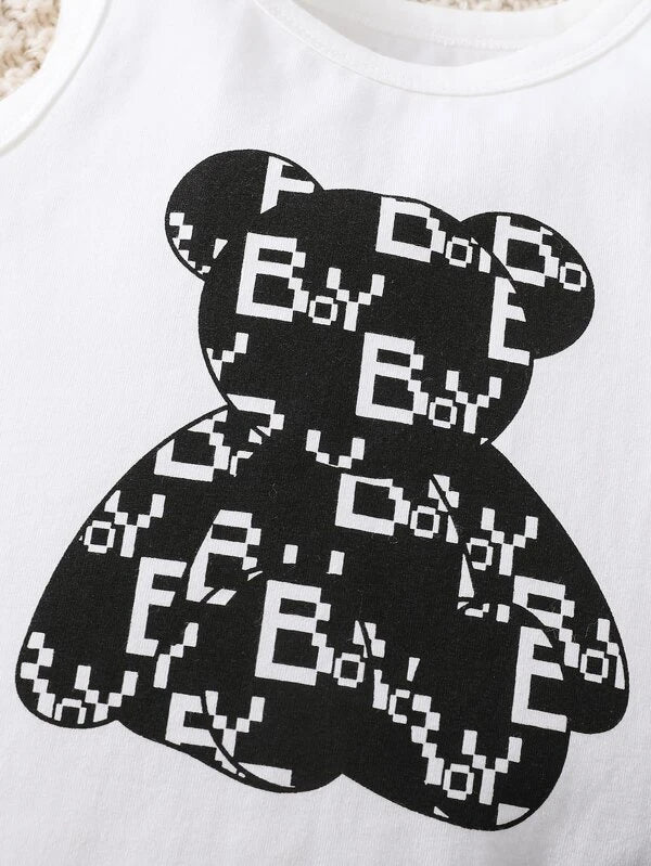 Baby Boy Bear Print Tank Top & Shorts