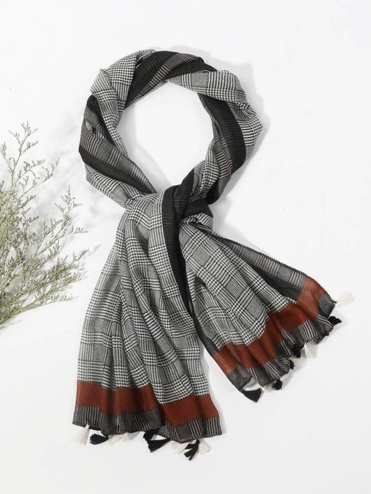 1pc Men Striped Pattern Casual Scarf, For All Season