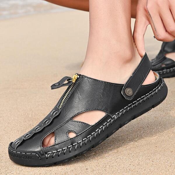 Men Breathable Hollow Out Sandals, Fashionable Outdoor Handmade Sandals