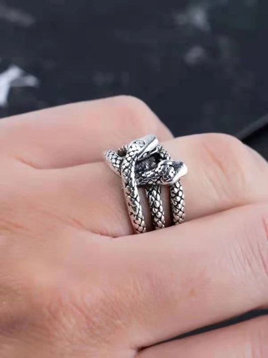 1pc Fashionable Zinc Alloy Snake Design Ring For Men For Daily Decoration