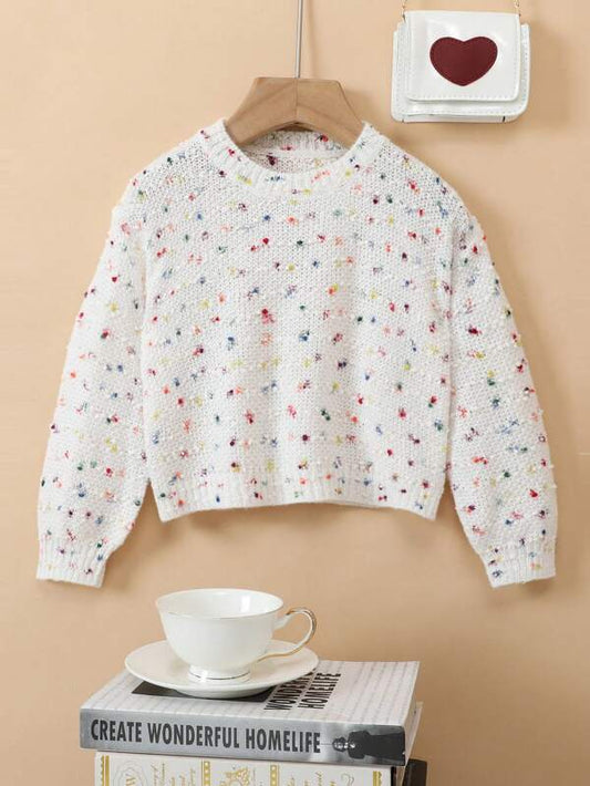 Young Girl Marled Knit Sweater