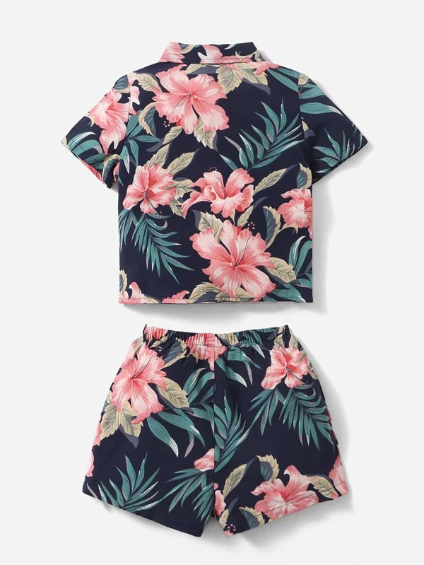 SHEIN Baby Boy Tropical Print Shirt & Shorts