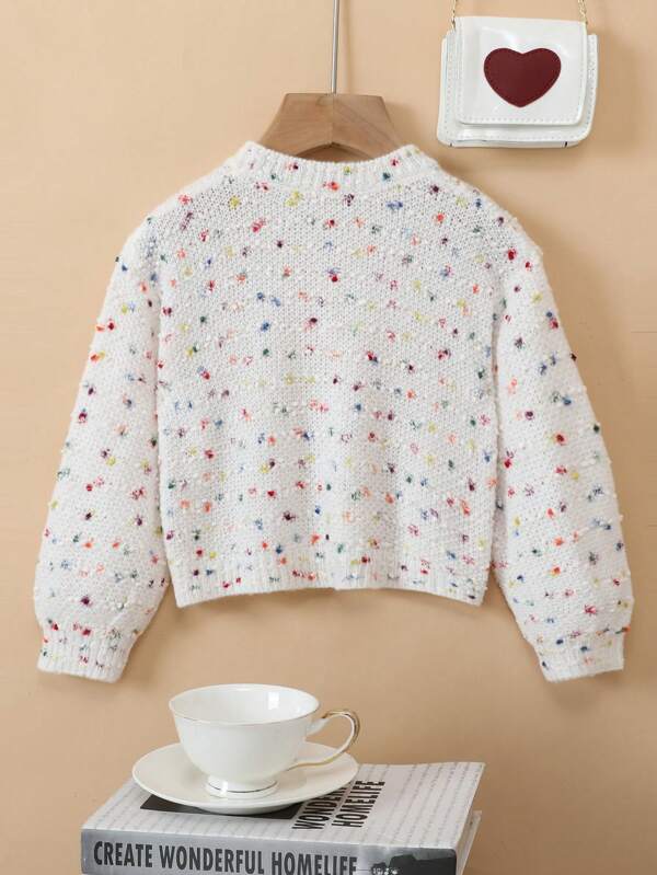 Young Girl Marled Knit Sweater