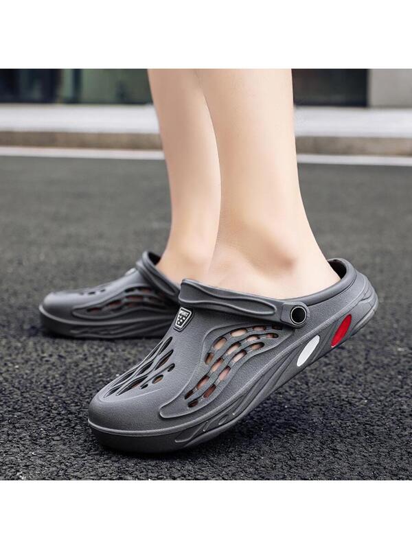 Men Hollow Out Letter Detail Multi-way Wear Vented Clogs, Fashion Outdoor EVA Clogs