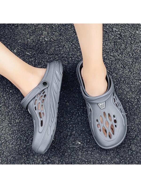 Men Hollow Out Letter Detail Multi-way Wear Vented Clogs, Fashion Outdoor EVA Clogs