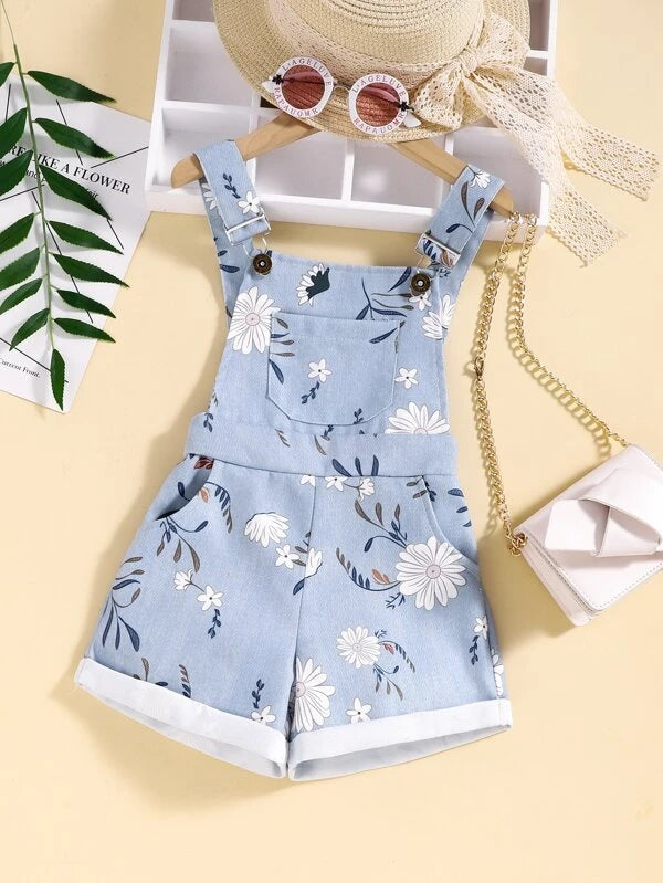 Toddler Girls Floral Print Overall Romper