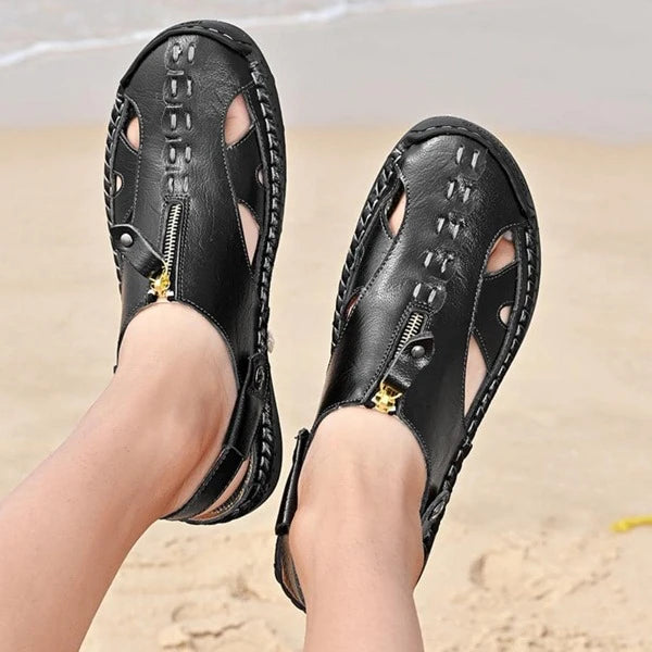 Men Breathable Hollow Out Sandals, Fashionable Outdoor Handmade Sandals