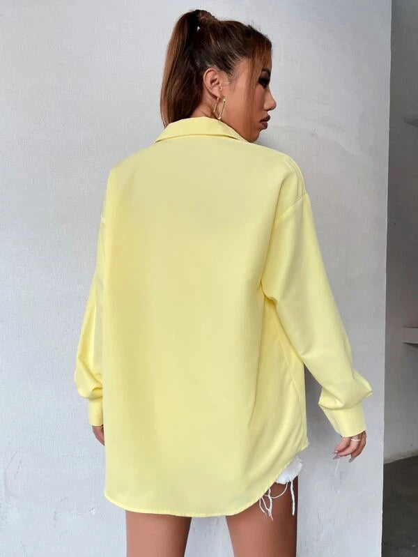 SHEIN EZwear Pocket Patched Drop Shoulder Oversized Shirt