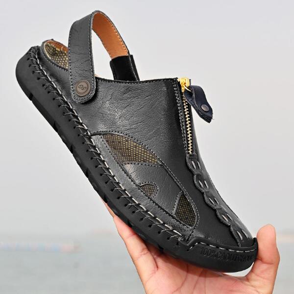 Men Breathable Hollow Out Sandals, Fashionable Outdoor Handmade Sandals