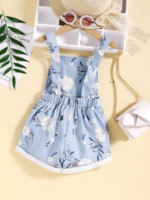 Toddler Girls Floral Print Overall Romper