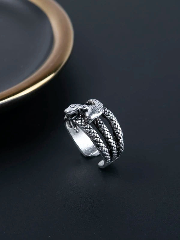 1pc Fashionable Zinc Alloy Snake Design Ring For Men For Daily Decoration