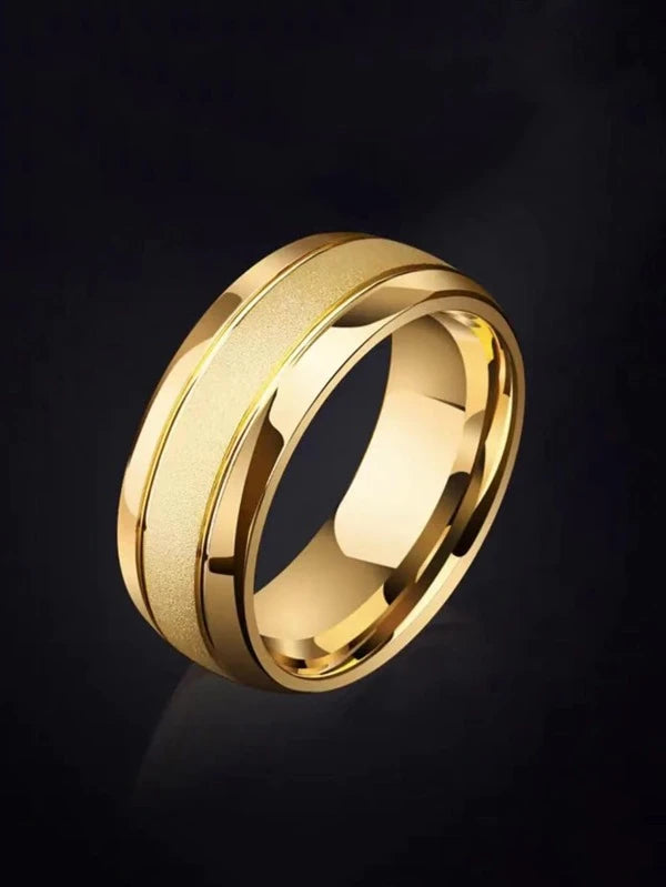 Fashionable and Popular Men Textured Ring Stainless Steel for Jewelry Gift and for a Stylish Look