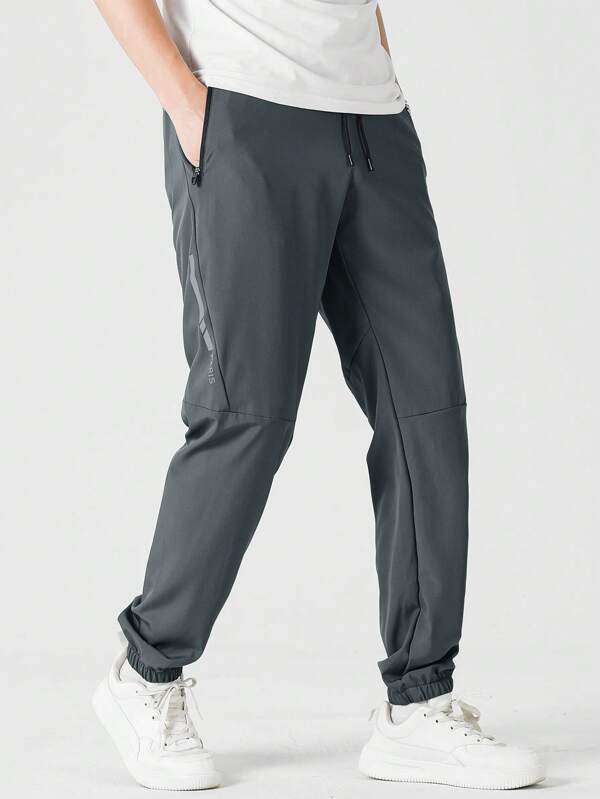 Men Letter Graphic Drawstring Waist Sports Pants