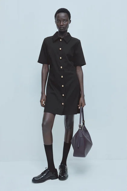 Twill shirt dress