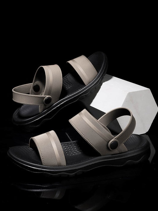 Men Non-slip Multi-way Wear Casual Sandals, Minimalist Summer Brown Sandals