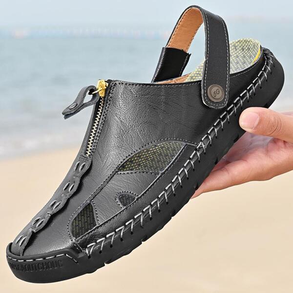 Men Breathable Hollow Out Sandals, Fashionable Outdoor Handmade Sandals