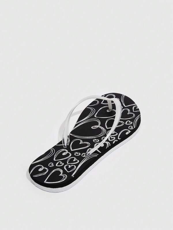 CUCCOO Trending Women Heart Pattern Flip-Flops, Fashion PVC Flip-Flops