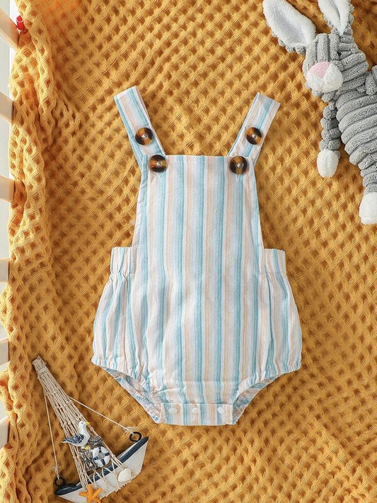 Baby Striped Print Overall Bodysuit